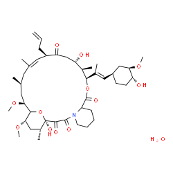 ChemSpider 2D Image | (1R,12S,13R,14S,17R,18Z,21S,23S,25S,27R)-17-Allyl-1,14-dihydroxy-12-{(1E)-1-[(1R,3R,4R)-4-hydroxy-3-methoxycyclohexyl]-1-propen-2-yl}-23,25-dimethoxy-13,19,21,27-tetramethyl-11,28-dioxa-4-azatricyclo[
22.3.1.0~4,9~]octacos-18-ene-2,3,10,16-tetrone hydrate (1:1) | C44H71NO13