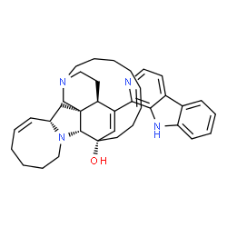 ChemSpider 2D Image | (1R,2R,4S,5Z,12R,13S,16Z)-25-(9H-beta-Carbolin-1-yl)-11,22-diazapentacyclo[11.11.2.1~2,22~.0~2,12~.0~4,11~]heptacosa-5,16,25-trien-13-ol | C36H44N4O