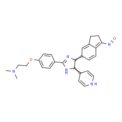 ChemSpider 2D Image | N,N-Dimethyl-2-{4-[4-(1-nitroso-2,3-dihydro-5H-inden-5-ylidene)-5-(4(1H)-pyridinylidene)-4,5-dihydro-1H-imidazol-2-yl]phenoxy}ethanamine | C27H27N5O2