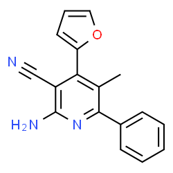 ChemSpider 2D Image | 2-Amino-4-(2-furyl)-5-methyl-6-phenylnicotinonitrile | C17H13N3O