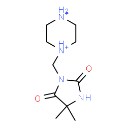 ChemSpider 2D Image | 1-[(4,4-Dimethyl-2,5-dioxo-1-imidazolidinyl)methyl]piperazinediium | C10H20N4O2