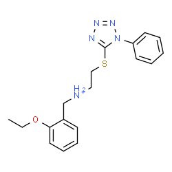 ChemSpider 2D Image | N-(2-Ethoxybenzyl)-2-[(1-phenyl-1H-tetrazol-5-yl)sulfanyl]ethanaminium | C18H22N5OS