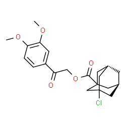 ChemSpider 2D Image | 2-(3,4-Dimethoxyphenyl)-2-oxoethyl (5R,7S)-3-chloro-1-adamantanecarboxylate | C21H25ClO5
