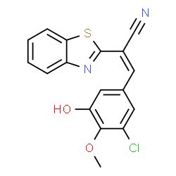 ChemSpider 2D Image | (2Z)-2-(1,3-Benzothiazol-2-yl)-3-(3-chloro-5-hydroxy-4-methoxyphenyl)acrylonitrile | C17H11ClN2O2S
