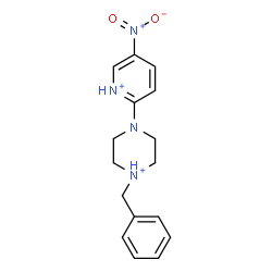 ChemSpider 2D Image | 1-Benzyl-4-(5-nitro-2-pyridiniumyl)piperazin-1-ium | C16H20N4O2