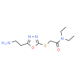 ChemSpider 2D Image | 2-{[5-(2-Aminoethyl)-1,3,4-oxadiazol-2-yl]sulfanyl}-N,N-diethylacetamide | C10H18N4O2S