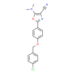 ChemSpider 2D Image | 2-[4-[(4-chlorophenyl)methoxy]phenyl]-5-(dimethylamino)-4-oxazolecarbonitrile | C19H16ClN3O2