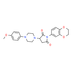 ChemSpider 2D Image | 1-(2,3-Dihydro-1,4-benzodioxin-6-yl)-3-[4-(4-methoxyphenyl)-1-piperazinyl]-2,5-pyrrolidinedione | C23H25N3O5