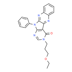 ChemSpider 2D Image | 3-(3-Ethoxypropyl)-11-phenyl-3,11-dihydro-4H-pyrimido[5',4':4,5]pyrrolo[2,3-b]quinoxalin-4-one | C23H21N5O2
