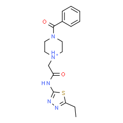 ChemSpider 2D Image | 4-Benzoyl-1-{2-[(5-ethyl-1,3,4-thiadiazol-2-yl)amino]-2-oxoethyl}piperazin-1-ium | C17H22N5O2S