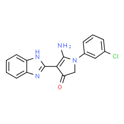 ChemSpider 2D Image | 5-Amino-4-(1H-benzimidazol-2-yl)-1-(3-chlorophenyl)-1,2-dihydro-3H-pyrrol-3-one | C17H13ClN4O