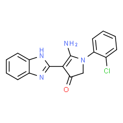 ChemSpider 2D Image | 5-Amino-4-(1H-benzimidazol-2-yl)-1-(2-chlorophenyl)-1,2-dihydro-3H-pyrrol-3-one | C17H13ClN4O