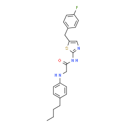 ChemSpider 2D Image | N~2~-(4-Butylphenyl)-N-[5-(4-fluorobenzyl)-1,3-thiazol-2-yl]glycinamide | C22H24FN3OS