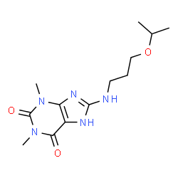 ChemSpider 2D Image | 8-[(3-Isopropoxypropyl)amino]-1,3-dimethyl-3,7-dihydro-1H-purine-2,6-dione | C13H21N5O3