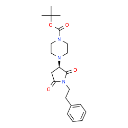 ChemSpider 2D Image | 2-Methyl-2-propanyl 4-[(3R)-2,5-dioxo-1-(2-phenylethyl)-3-pyrrolidinyl]-1-piperazinecarboxylate | C21H29N3O4