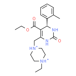 ChemSpider 2D Image | 1-{[(6S)-5-(Ethoxycarbonyl)-6-(2-methylphenyl)-2-oxo-1,2,3,6-tetrahydro-4-pyrimidinyl]methyl}-4-ethylpiperazinediium | C21H32N4O3