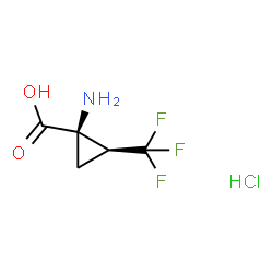 ChemSpider 2D Image | (1R,2S)-1-Amino-2-(trifluoromethyl)cyclopropanecarboxylic acid hydrochloride (1:1) | C5H7ClF3NO2