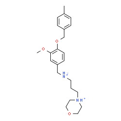 ChemSpider 2D Image | 4-[3-({3-Methoxy-4-[(4-methylbenzyl)oxy]benzyl}ammonio)propyl]morpholin-4-ium | C23H34N2O3