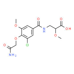 ChemSpider 2D Image | 3-{[4-(2-Amino-2-oxoethoxy)-3-chloro-5-methoxybenzoyl]amino}-2-methoxypropanoic acid | C14H17ClN2O7