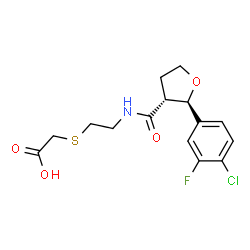 ChemSpider 2D Image | {[2-({[(2R,3R)-2-(4-Chloro-3-fluorophenyl)tetrahydro-3-furanyl]carbonyl}amino)ethyl]sulfanyl}acetic acid | C15H17ClFNO4S