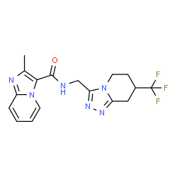 ChemSpider 2D Image | 2-Methyl-N-{[7-(trifluoromethyl)-5,6,7,8-tetrahydro[1,2,4]triazolo[4,3-a]pyridin-3-yl]methyl}imidazo[1,2-a]pyridine-3-carboxamide | C17H17F3N6O