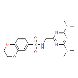 ChemSpider 2D Image | N-{[4,6-Bis(dimethylamino)-1,3,5-triazin-2-yl]methyl}-2,3-dihydro-1,4-benzodioxine-6-sulfonamide | C16H22N6O4S