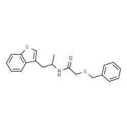 ChemSpider 2D Image | N-[1-(1-Benzothiophen-3-yl)-2-propanyl]-2-(benzylsulfanyl)acetamide | C20H21NOS2