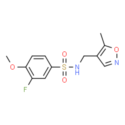 ChemSpider 2D Image | 3-Fluoro-4-methoxy-N-[(5-methyl-1,2-oxazol-4-yl)methyl]benzenesulfonamide | C12H13FN2O4S