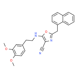 ChemSpider 2D Image | 5-[2-(3,4-dimethoxyphenyl)ethylamino]-2-(1-naphthalenylmethyl)-4-oxazolecarbonitrile | C25H23N3O3
