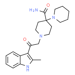 ChemSpider 2D Image | 1'-[2-(2-Methyl-1H-indol-3-yl)-2-oxoethyl]-1,4'-bipiperidine-4'-carboxamide | C22H30N4O2