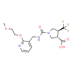 ChemSpider 2D Image | (3S,4S)-1-({[2-(2-Methoxyethoxy)-3-pyridinyl]methyl}carbamoyl)-4-(trifluoromethyl)-3-pyrrolidinecarboxylic acid | C16H20F3N3O5