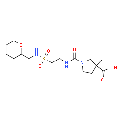 ChemSpider 2D Image | 3-Methyl-1-({2-[(tetrahydro-2H-pyran-2-ylmethyl)sulfamoyl]ethyl}carbamoyl)-3-pyrrolidinecarboxylic acid | C15H27N3O6S