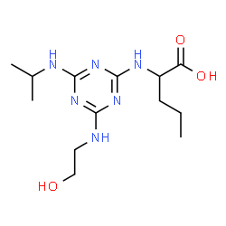 ChemSpider 2D Image | N-{4-[(2-Hydroxyethyl)amino]-6-(isopropylamino)-1,3,5-triazin-2-yl}norvaline | C13H24N6O3