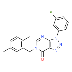 ChemSpider 2D Image | 6-(2,5-Dimethylbenzyl)-3-(3-fluorophenyl)-3,6-dihydro-7H-[1,2,3]triazolo[4,5-d]pyrimidin-7-one | C19H16FN5O