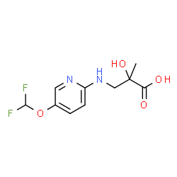 ChemSpider 2D Image | 3-{[5-(Difluoromethoxy)-2-pyridinyl]amino}-2-hydroxy-2-methylpropanoic acid | C10H12F2N2O4