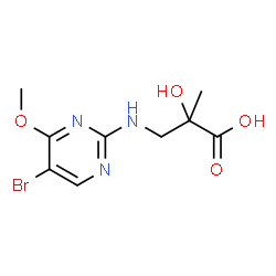 ChemSpider 2D Image | 3-[(5-Bromo-4-methoxy-2-pyrimidinyl)amino]-2-hydroxy-2-methylpropanoic acid | C9H12BrN3O4