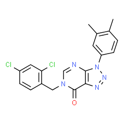 ChemSpider 2D Image | 6-(2,4-Dichlorobenzyl)-3-(3,4-dimethylphenyl)-3,6-dihydro-7H-[1,2,3]triazolo[4,5-d]pyrimidin-7-one | C19H15Cl2N5O