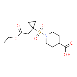 ChemSpider 2D Image | 1-{[1-(2-Ethoxy-2-oxoethyl)cyclopropyl]sulfonyl}-4-piperidinecarboxylic acid | C13H21NO6S