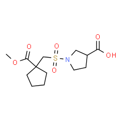 ChemSpider 2D Image | 1-({[1-(Methoxycarbonyl)cyclopentyl]methyl}sulfonyl)-3-pyrrolidinecarboxylic acid | C13H21NO6S