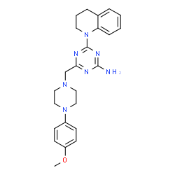 ChemSpider 2D Image | 4-(3,4-Dihydro-1(2H)-quinolinyl)-6-{[4-(4-methoxyphenyl)-1-piperazinyl]methyl}-1,3,5-triazin-2-amine | C24H29N7O