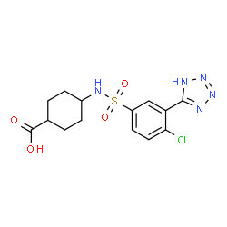 ChemSpider 2D Image | 4-({[4-Chloro-3-(1H-tetrazol-5-yl)phenyl]sulfonyl}amino)cyclohexanecarboxylic acid | C14H16ClN5O4S