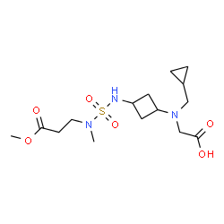 ChemSpider 2D Image | N-(Cyclopropylmethyl)-N-(3-{[(3-methoxy-3-oxopropyl)(methyl)sulfamoyl]amino}cyclobutyl)glycine | C15H27N3O6S