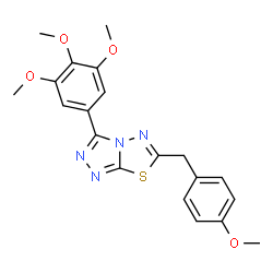 ChemSpider 2D Image | 6-(4-Methoxybenzyl)-3-(3,4,5-trimethoxyphenyl)[1,2,4]triazolo[3,4-b][1,3,4]thiadiazole | C20H20N4O4S
