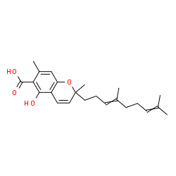ChemSpider 2D Image | 2-(4,8-Dimethyl-3,7-nonadien-1-yl)-5-hydroxy-2,7-dimethyl-2H-chromene-6-carboxylic acid | C23H30O4