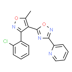 ChemSpider 2D Image | 2-{5-[3-(2-Chlorophenyl)-5-methyl-1,2-oxazol-4-yl]-1,2,4-oxadiazol-3-yl}pyridine | C17H11ClN4O2
