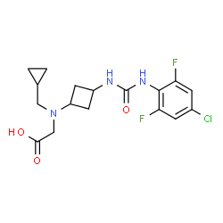 ChemSpider 2D Image | N-(3-{[(4-Chloro-2,6-difluorophenyl)carbamoyl]amino}cyclobutyl)-N-(cyclopropylmethyl)glycine | C17H20ClF2N3O3