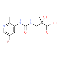 ChemSpider 2D Image | 3-{[(5-Bromo-2-methyl-3-pyridinyl)carbamoyl]amino}-2-hydroxy-2-methylpropanoic acid | C11H14BrN3O4