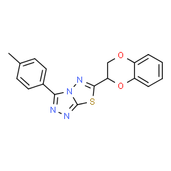ChemSpider 2D Image | 6-(2,3-Dihydro-1,4-benzodioxin-2-yl)-3-(4-methylphenyl)[1,2,4]triazolo[3,4-b][1,3,4]thiadiazole | C18H14N4O2S