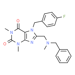 ChemSpider 2D Image | 8-{[Benzyl(methyl)amino]methyl}-7-(4-fluorobenzyl)-1,3-dimethyl-3,7-dihydro-1H-purine-2,6-dione | C23H24FN5O2