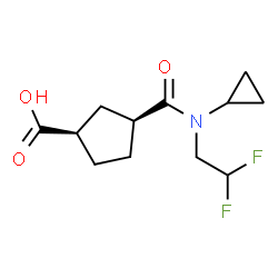 ChemSpider 2D Image | (1R,3S)-3-[Cyclopropyl(2,2-difluoroethyl)carbamoyl]cyclopentanecarboxylic acid | C12H17F2NO3